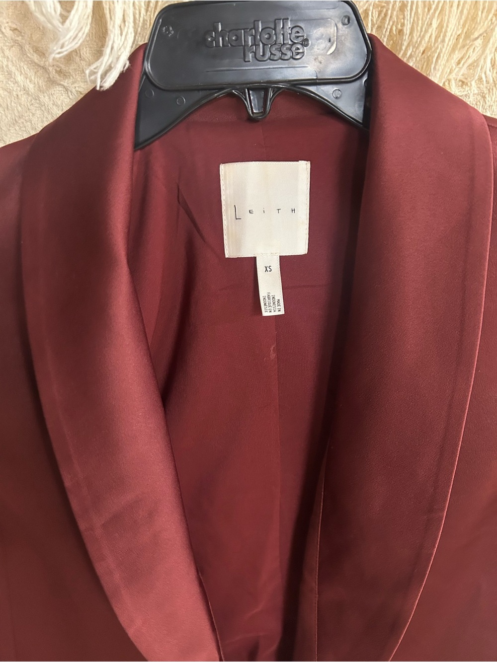 Leith Satin Shawl Lapel Blazer in Deep terracotta - Picture 2 of 3